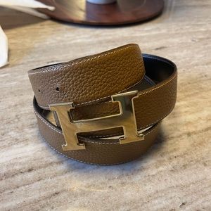 Authentic Hermes H Leather Belt